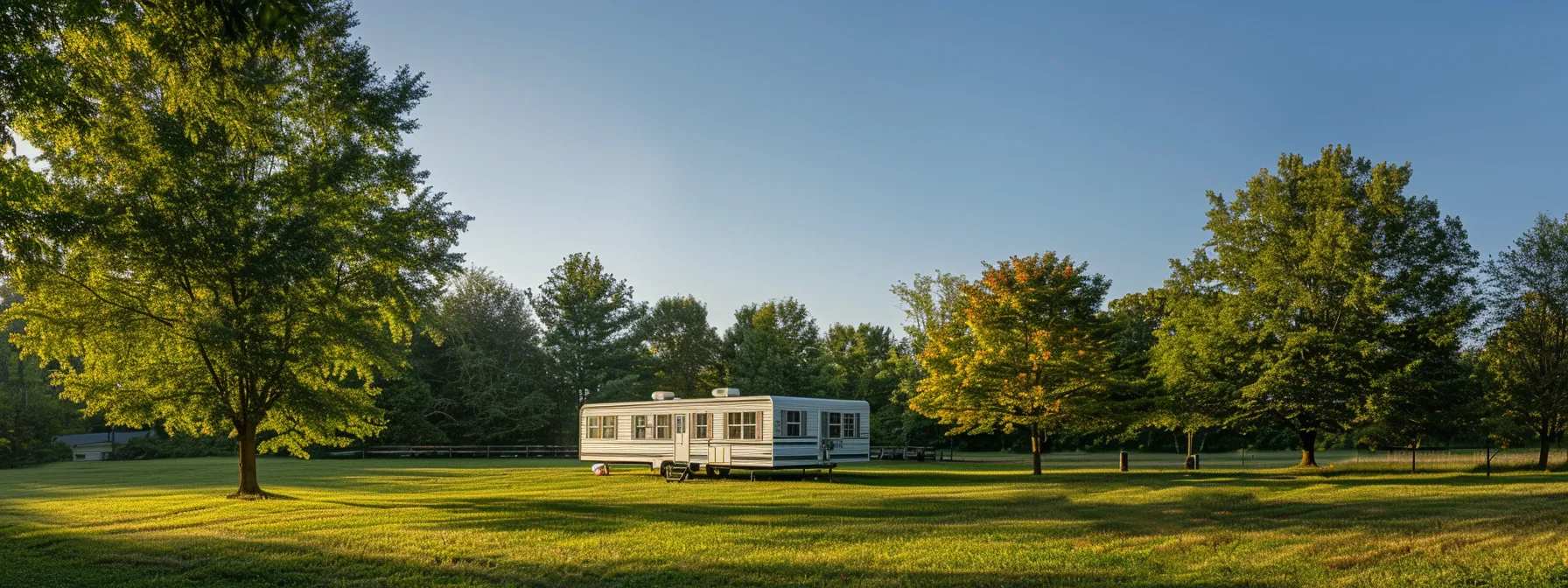 a powerful scene captures a clayton mobile home gracefully being maneuvered through the lush, green landscape of london, kentucky, under a clear blue sky, emphasizing precision and expertise in mobile home relocation.