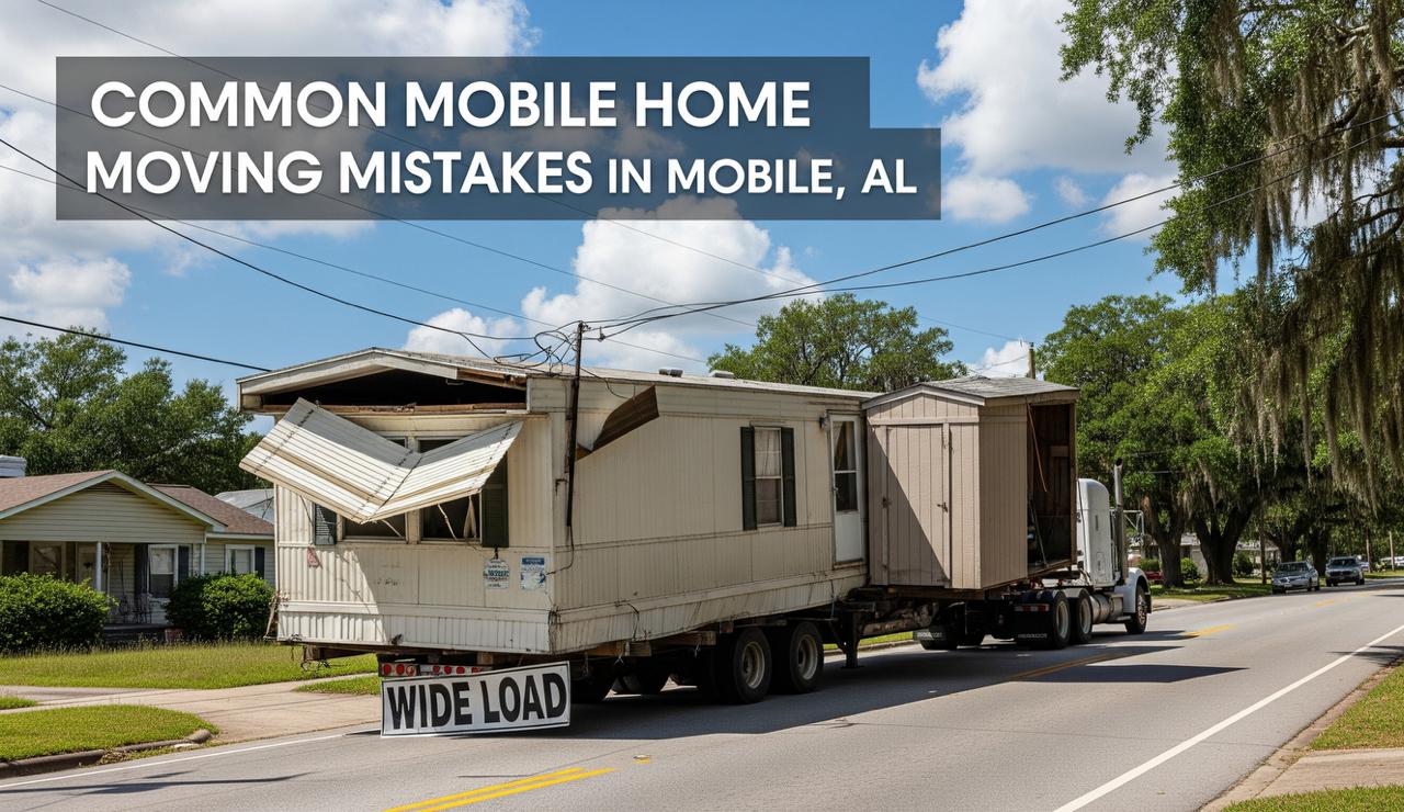 A guide on the common mistakes to avoid when relocating a mobile home in Mobile, AL. This article provides a detailed checklist for a smooth and stress-free move, covering everything from pre-move inspections to final setup.