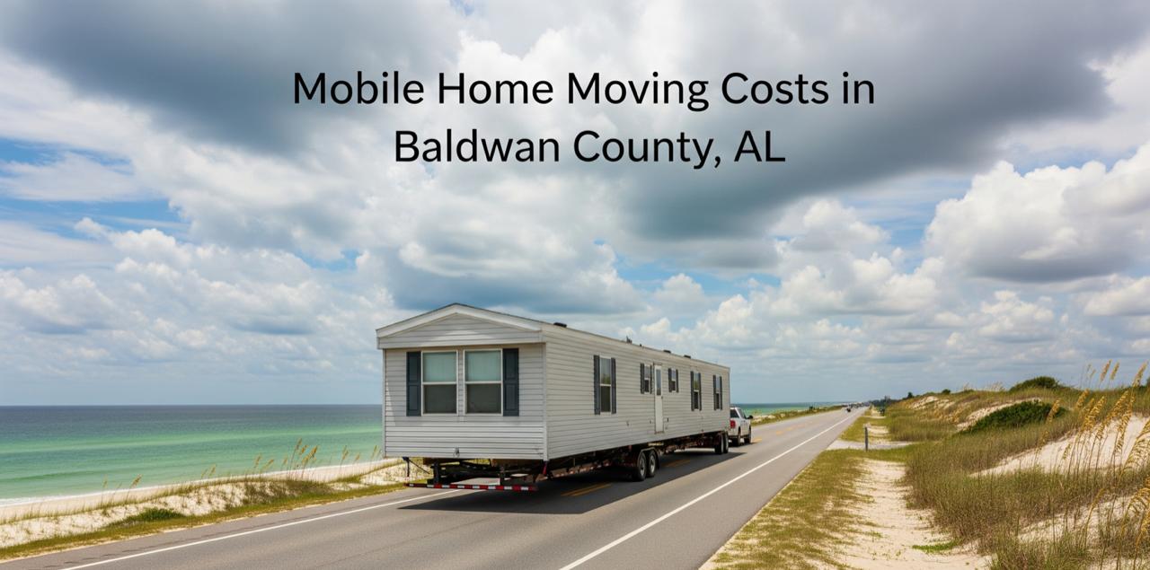 A mobile home being professionally installed in a coastal park in Baldwin County, AL, illustrating the moving costs for Gulf Shores.