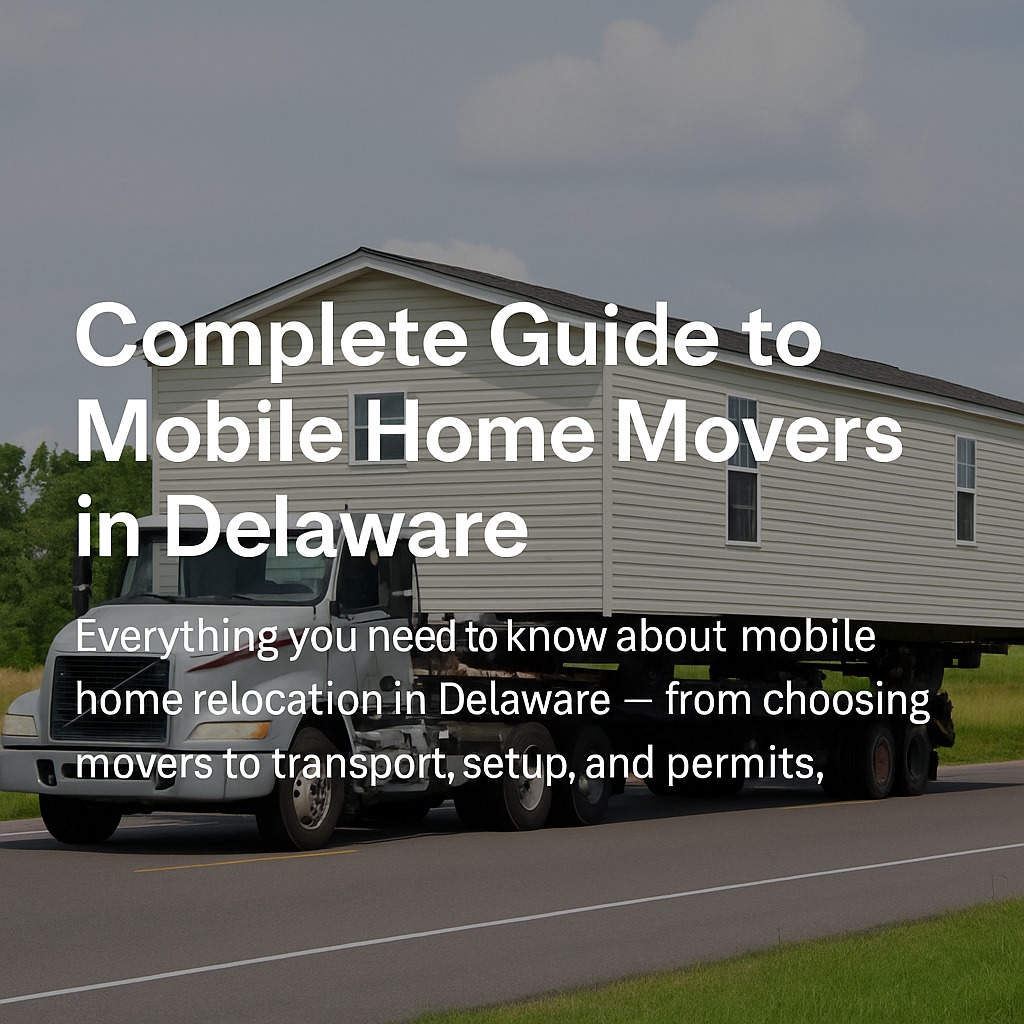 Large transport truck carrying a mobile home through Delaware — representing a comprehensive moving guide