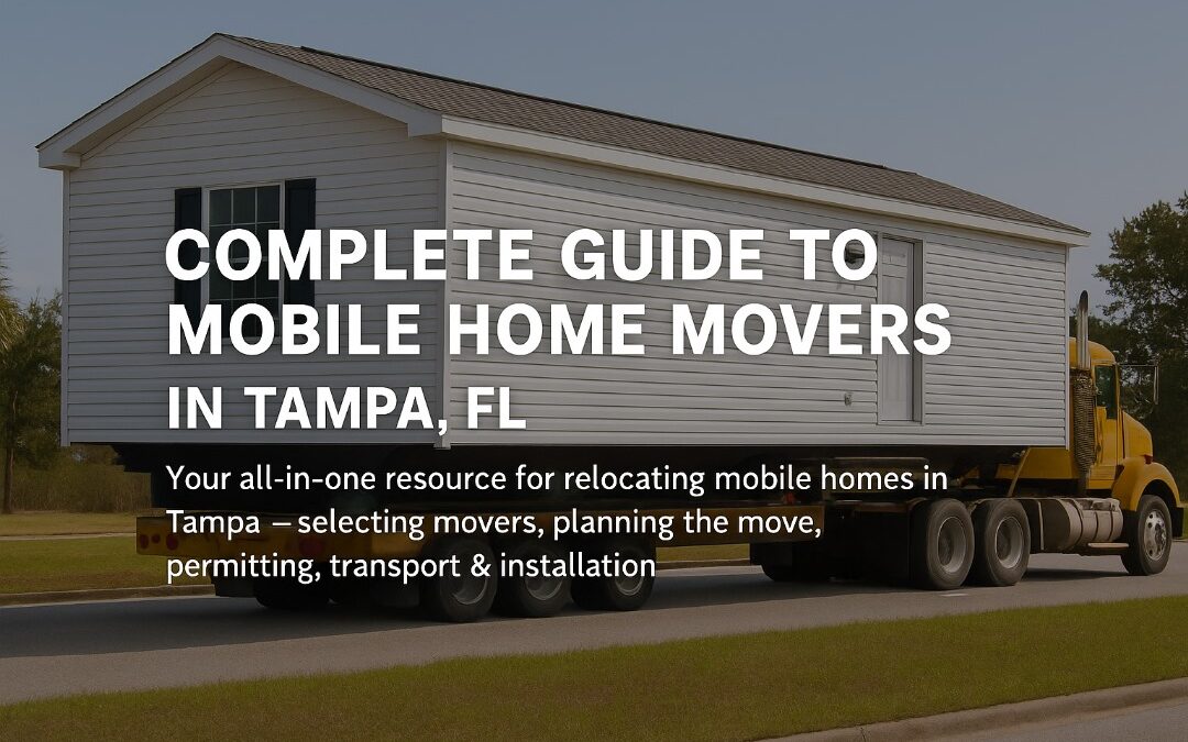 Mobile home on a transport truck in Tampa, Florida, representing a comprehensive moving process