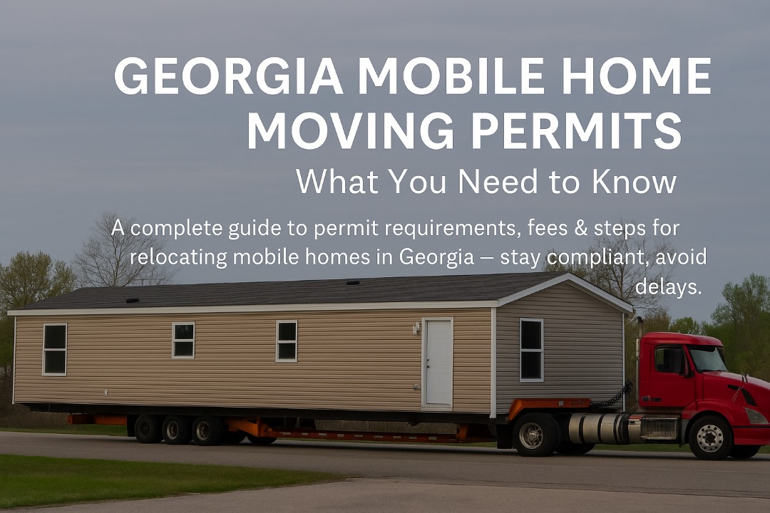 Mobile home loaded on a transport truck in Georgia — symbolizing the mobile home moving permit process