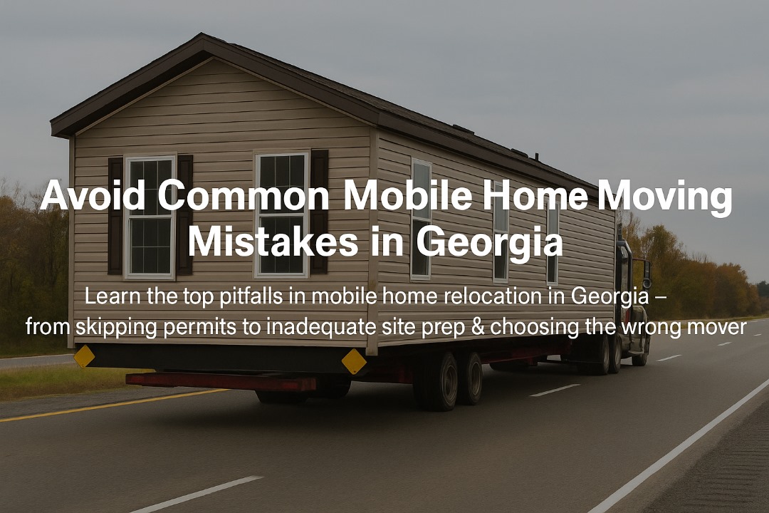 Mobile home being transported on a highway — representing common relocation mistakes in Georgia
