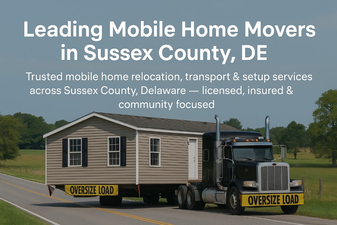 Mobile home being transported by a truck in Sussex County, Delaware — representing top mobile home movers